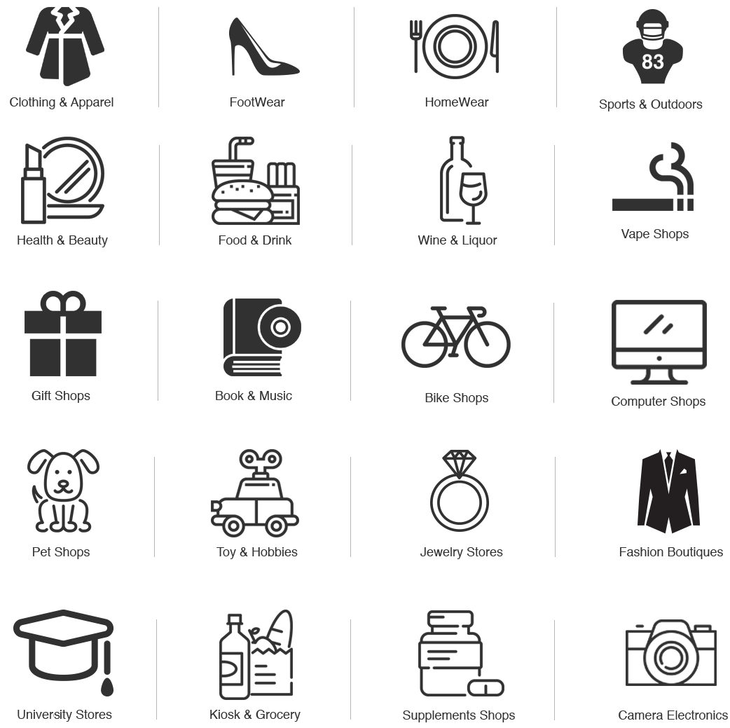 retail stores pos, clothing footware, homewear